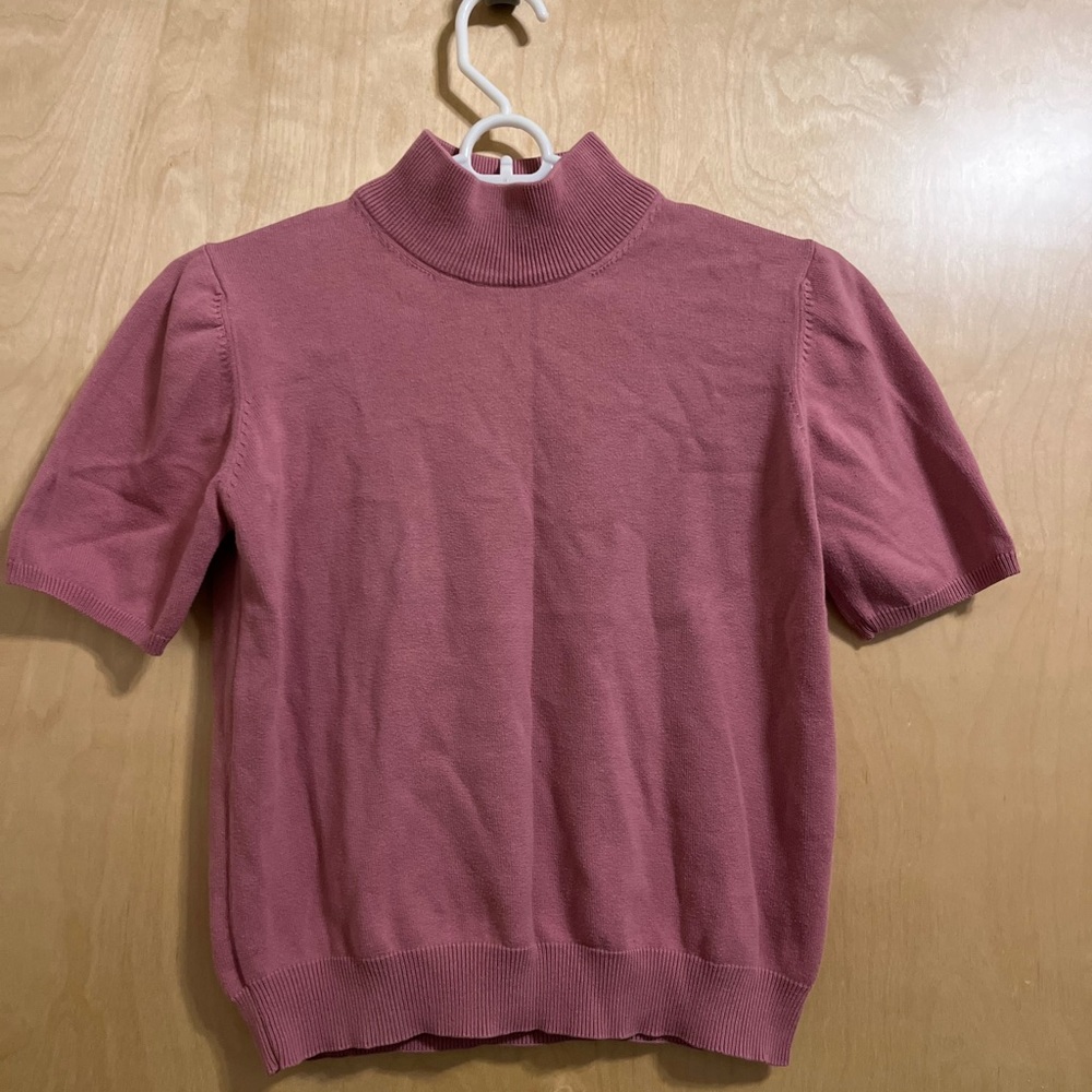 Pink knit mock neck sweater/shirt